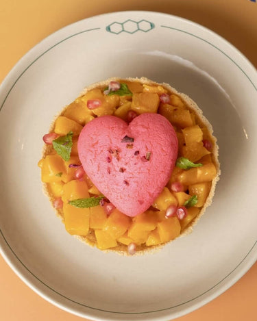 Mango Ghevar Tart with Rasmalai
