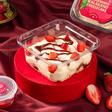 Strawberry Kalakand Cheesecake