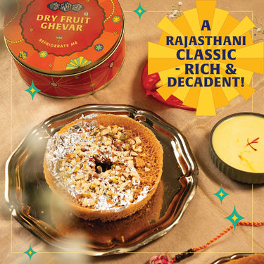Dry Fruit Ghevar with Kesar Rabdi