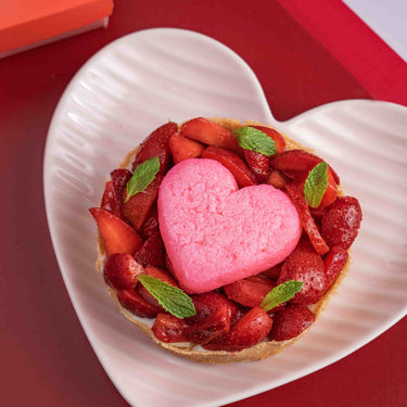 Strawberry Ghevar Tart - Valentine's Special
