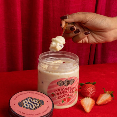 Strawberry Rasmalai Custard