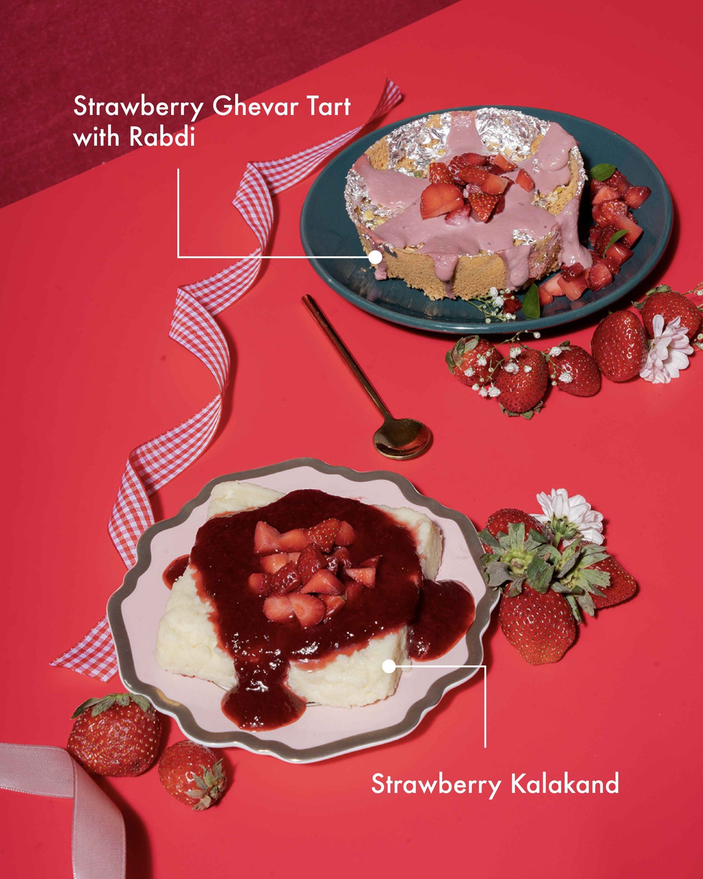 Strawberry Ghevar & Strawberry Kalakand Combo