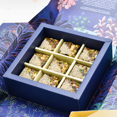 box of 9 dry fruit burfis 